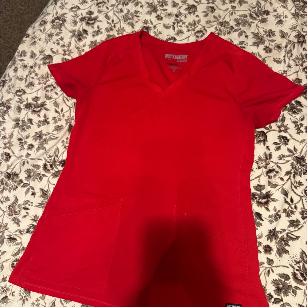 Grey's Anatomy Bright Red Scrub Top